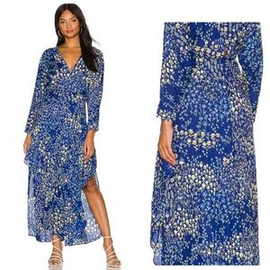 Poupette St. Barth Ilona Maxi Dress in Blue Bouquet Size Small